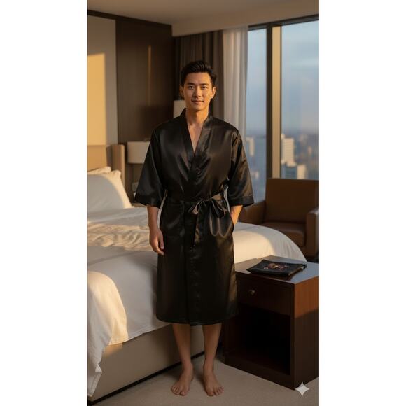 Complete set Bloomingdales embroidered kimono robe VTge deadstock 80's 90's NWOT - Picture 7 of 16